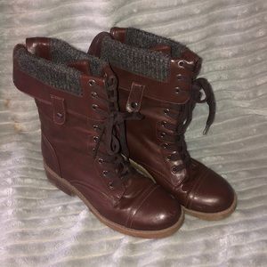 Brown combat boots